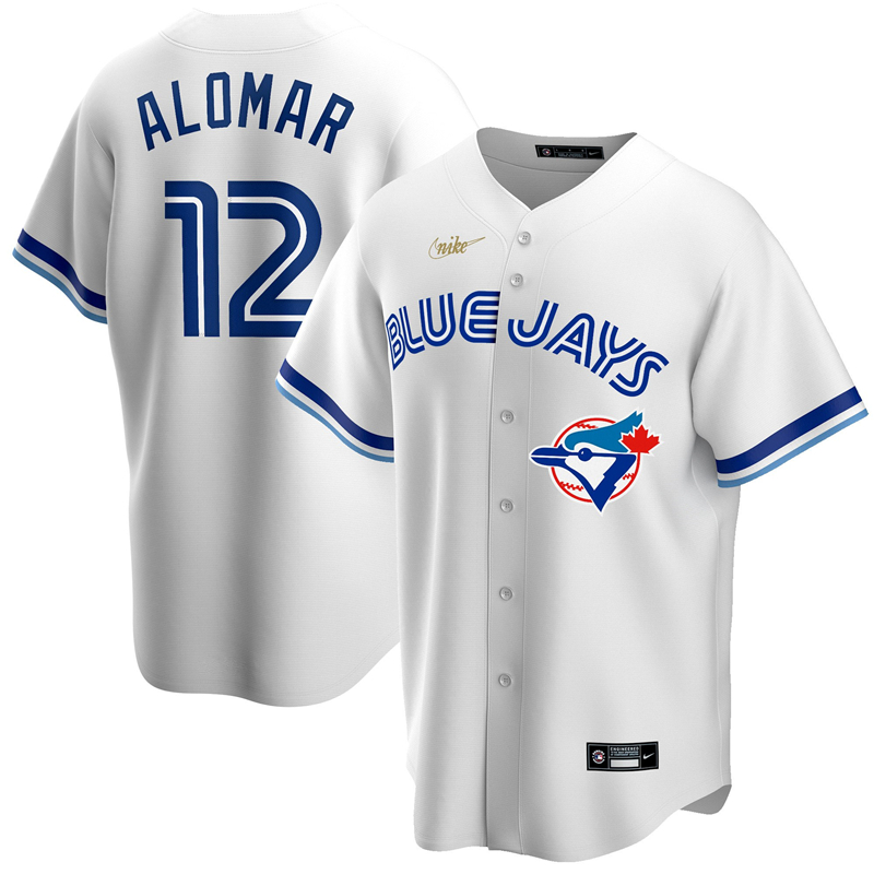 MLB Men Toronto Blue Jays 12 Roberto Alomar Nike White Home Cooperstown Collection Player Jersey
